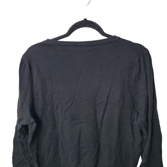 Fashion Bug Womens Sz XL Black Solid 3/4 Sleeve Knitted Button Down Cardigan To - Picture 10 of 11